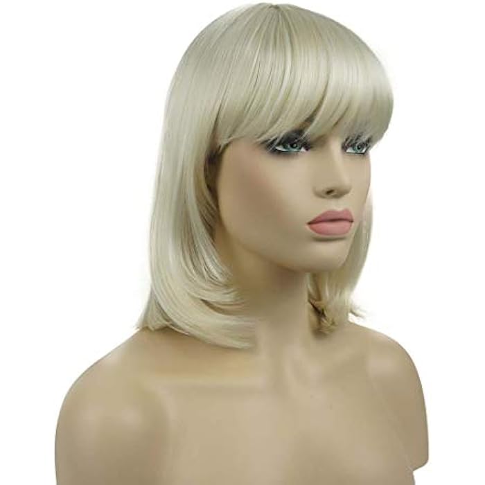 DILLARDS Lydell Synthetic Medium Length Straight Wig With Neat Bang Cosplay Wigs For Women Blonde (B08149Bkzr) - Image 3